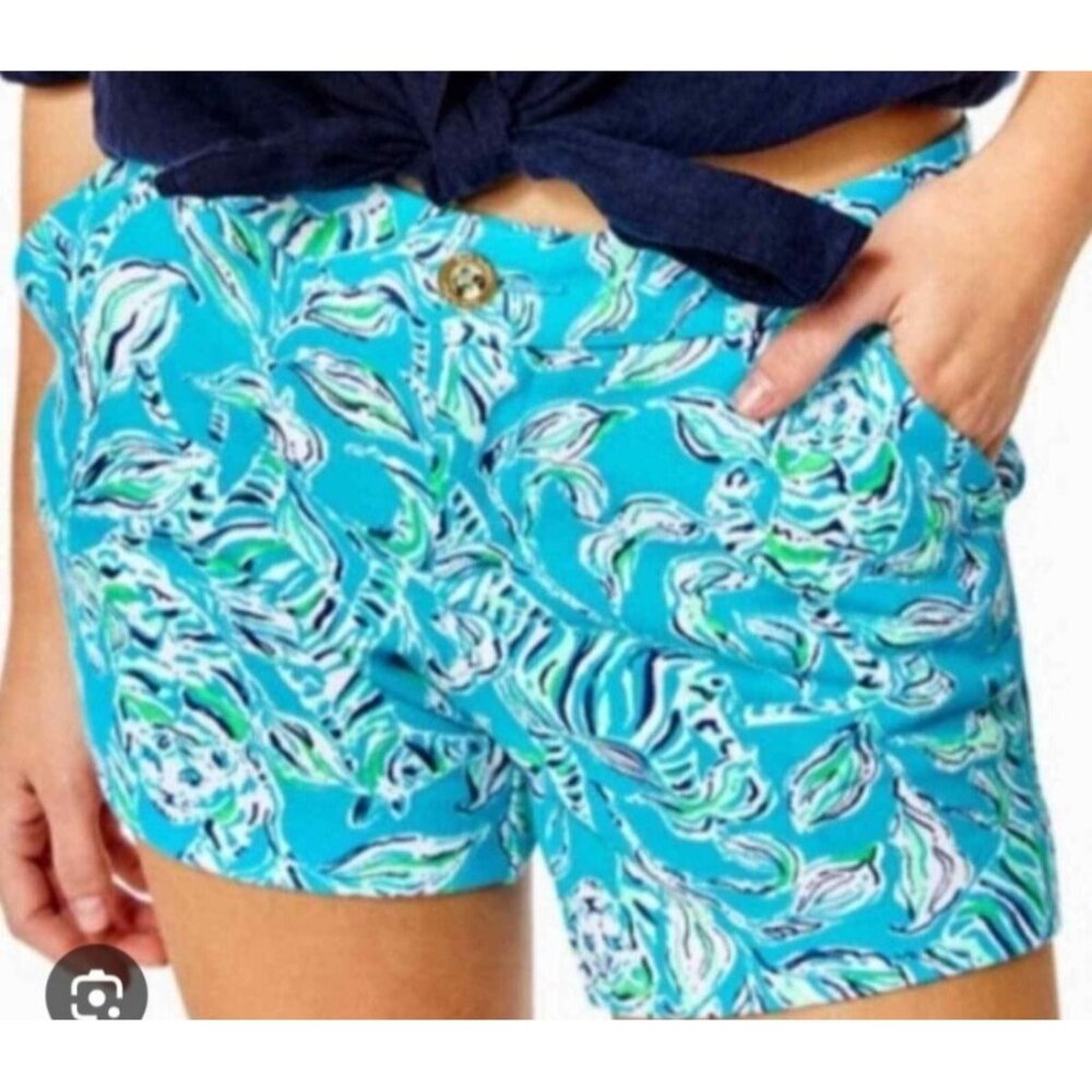 Lilly Pulitzer Womens Sz 8 Turquoise Oasis OUTTA Shorts Casual Summer Wear